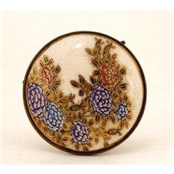 Old Japanese Satsuma Flowr Button Belt Buckle #1692410