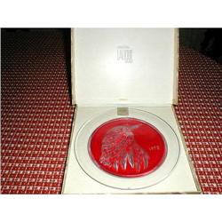 1973 LALIQUE PLATE W/ORIGINAL STICKER & BOX #1692461