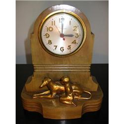 Sessions wood Clock with metal boy &Dog statue #1692624