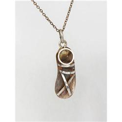 Sterling Mexican Silver Sandal Pendant Necklace#1692685