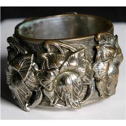 German Silver Bangle Bracelet Floral Design #1692686