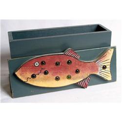 Hand painted signed "Babbling Brook" fish box  #1692696