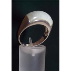 Sterling Silver Genuine Jade Ring Green Gem #1692706