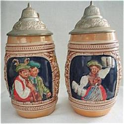 German Handgemall Lidded Beer Steins #1692713