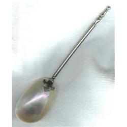 Victorian shell and silver plate large spoon #1693004