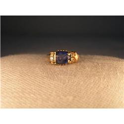 Antique 14K 10K YG Gold Diamond Sapphire Ring #1709166