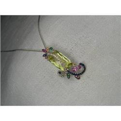 18K Lemon Citrine Multi-color Sapphire Pendant #1709218