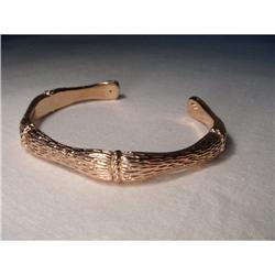 Estate 14K Pink Rose Gold Bamboo Bangle Cuff #1709337