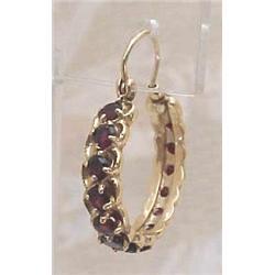 14k yellow gold hoop garnet earrings #1709349