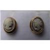 Image 1 : Estate Shell Cameo Earrings Yellow Gold Post #1709475