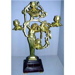 Art Nouveau Cherub Candleabra, Dore Bronze #1722551