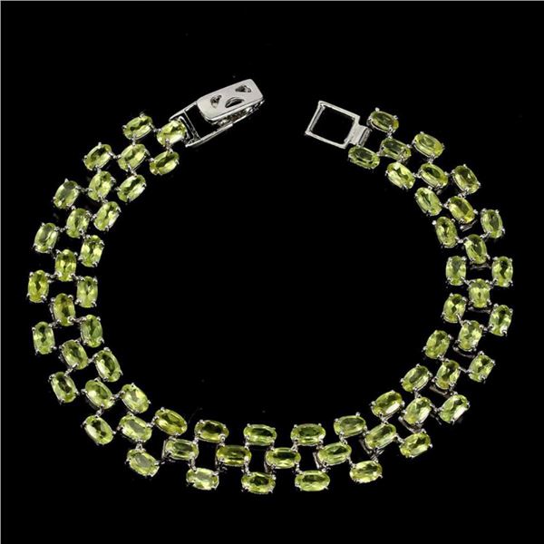 Natural Unheated Oval Peridot Bracelet