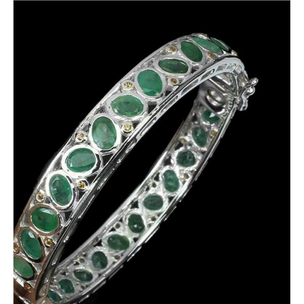 Natural Untreated Colombian Emerald Bangle