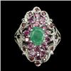 Image 1 : Natural  Emerald & Rhodolite Garnet Ring