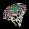 Image 2 : Natural  Emerald & Rhodolite Garnet Ring