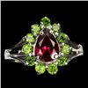 Image 1 : Natural  Rhodolite Garnet  & Chrome Diopside Ring