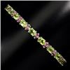 Image 1 : Natural Top Rich Green Peridot & Ruby Bracelet