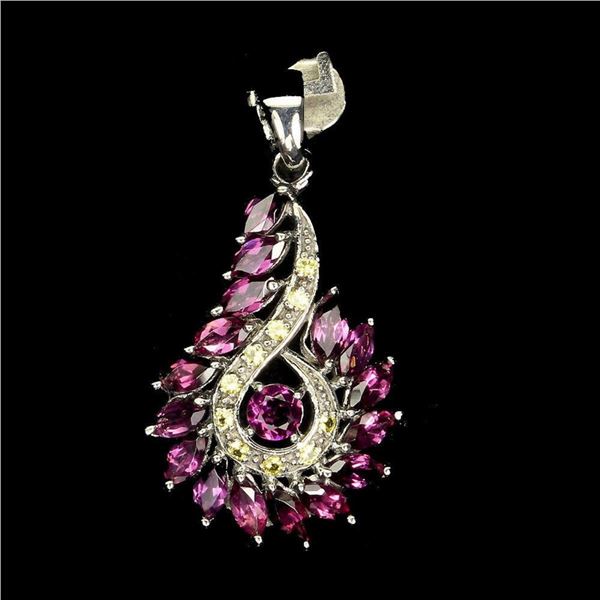 Natural Rhodolite Garnet & Sapphire Pendant