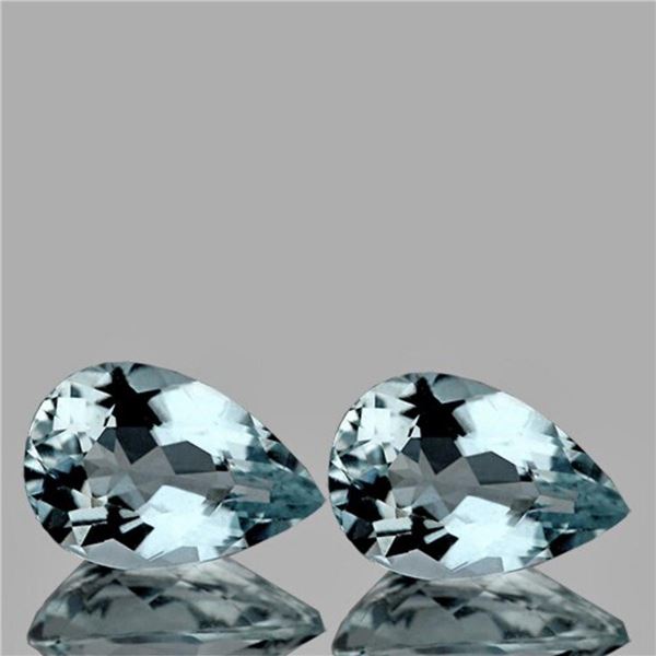 Natural Aquamarine Pair 9x6 MM{Flawless-VVS}