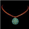Image 1 : Natural Ethopian Orange Opal & Blue Apatite Necklace