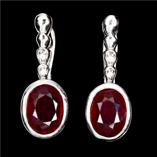 Natural Red Ruby 8x6 MM Earrings