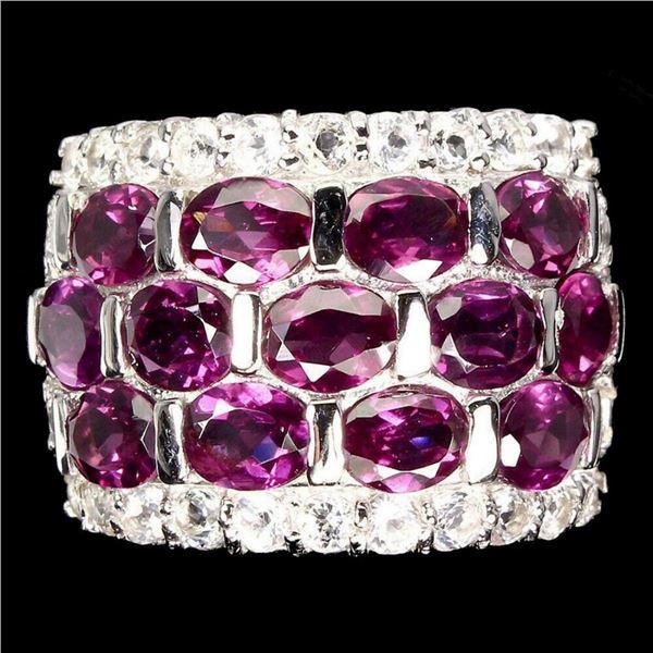 Natural Unheated Oval Rhodolite Garnet Ring
