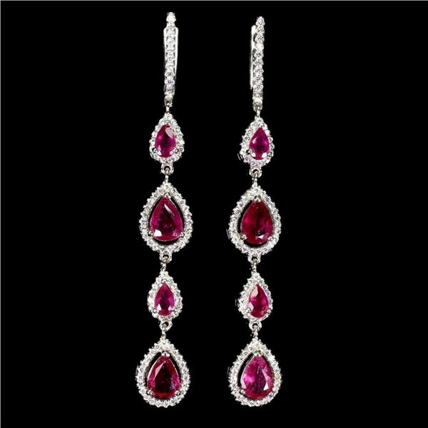 Natural Pear Red Ruby Earrings