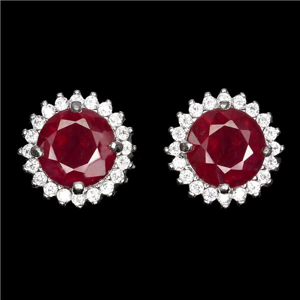 Natural stunning Round Red Ruby Earrings