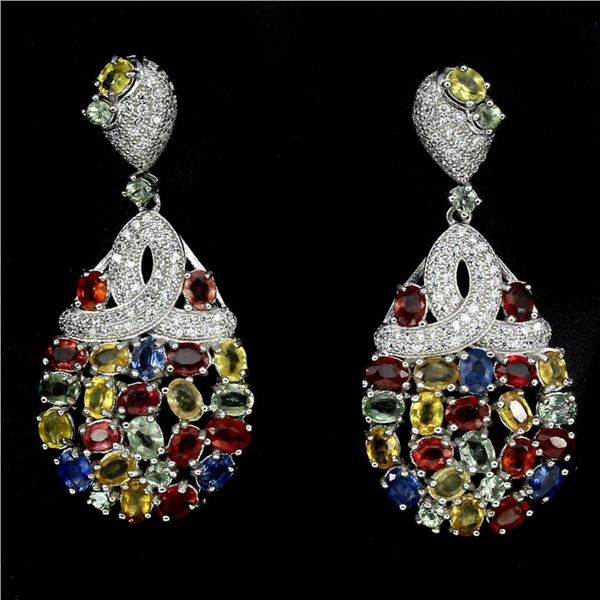 Natural Multi Color Fancy Sapphire 49 Carats Earrings