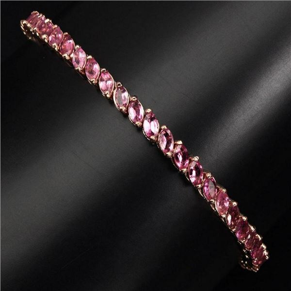 Natural  Marquise Top Rich Pink Tourmaline Bracelet