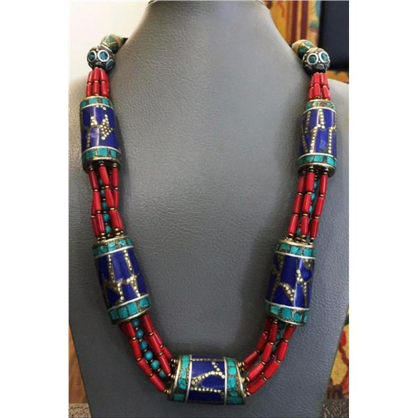 Tibet Natural Stone Tribal Queen Royal Necklace