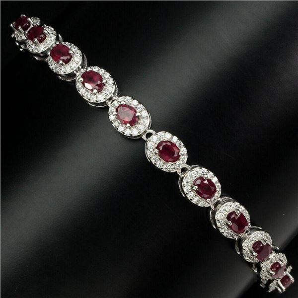 Genuine Oval Cut 4x3mm Vivid Red Ruby Bracelet