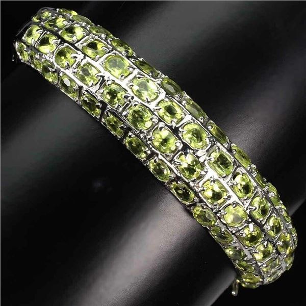 Natural Unheated Oval Peridot Bangle