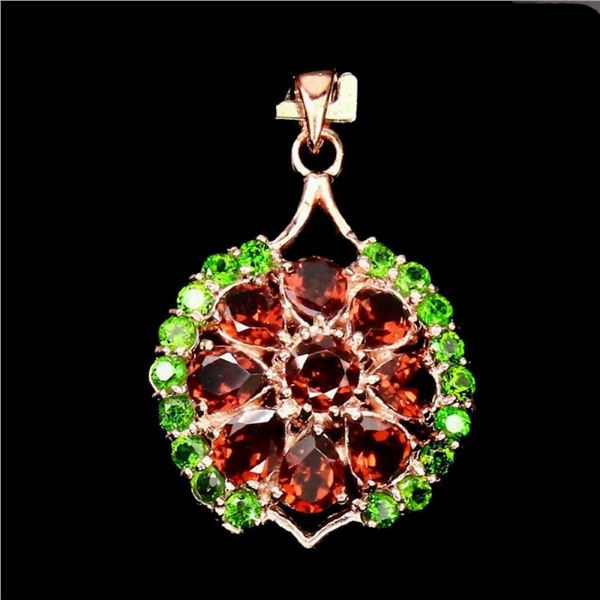 Natural Mozambique Garnet Chrome Diopside Pendant