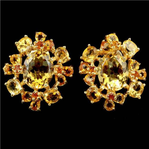 NATURAL 11X9 MM.  ORANGISH YELLOW CITRINE Earrings