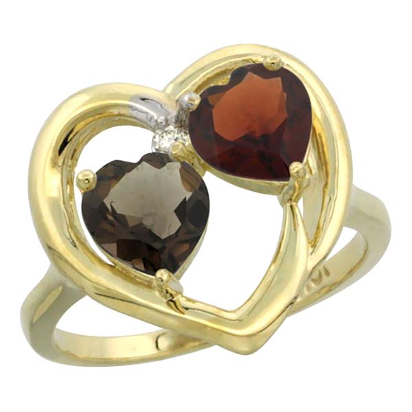 2.61 CTW Diamond, Quartz & Garnet Ring 10K Yellow Gold - REF-23Y7V