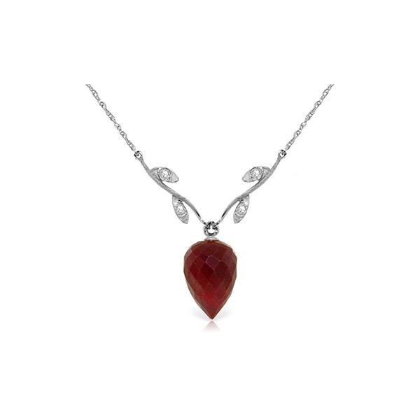 Genuine 13.02 ctw Ruby & Diamond Necklace 14KT White Gold - REF-42W2Y