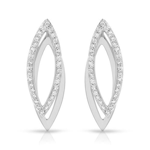 Natural 0.67 CTW Diamond Earrings 18K White Gold - REF-95M4F