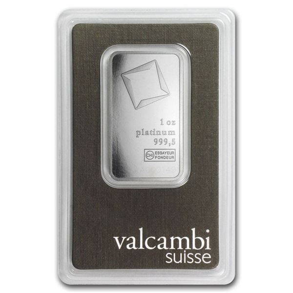 Genuine 1 oz 0.9999 Fine Platinum Bar - Valcambi