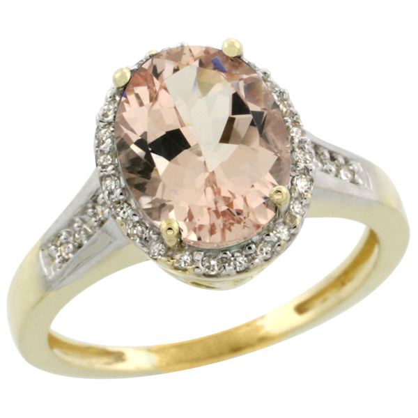 2.60 CTW Morganite & Diamond Ring 14K Yellow Gold - REF-66A2X