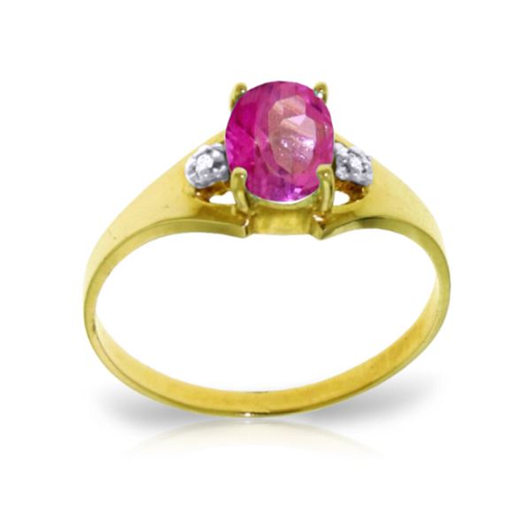 Genuine 0.76 ctw Pink Topaz & Diamond Ring 14KT Yellow Gold - REF-26N2R