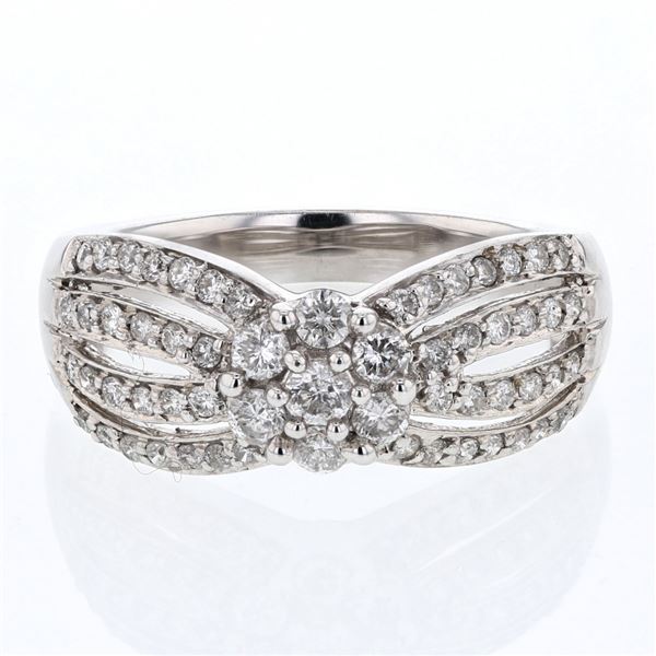 Natural 0.75 CTW Diamond Ring 14K White Gold - REF-75X6T