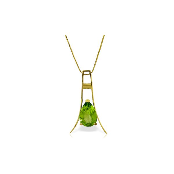 Genuine 1.50 ctw Peridot Necklace 14KT Yellow Gold - REF-35R4P