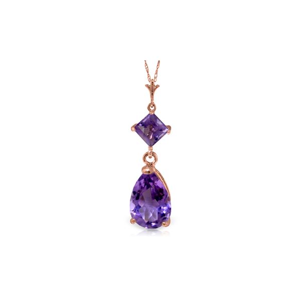 Genuine 2 ctw Amethyst Necklace 14KT Rose Gold - REF-24V3W