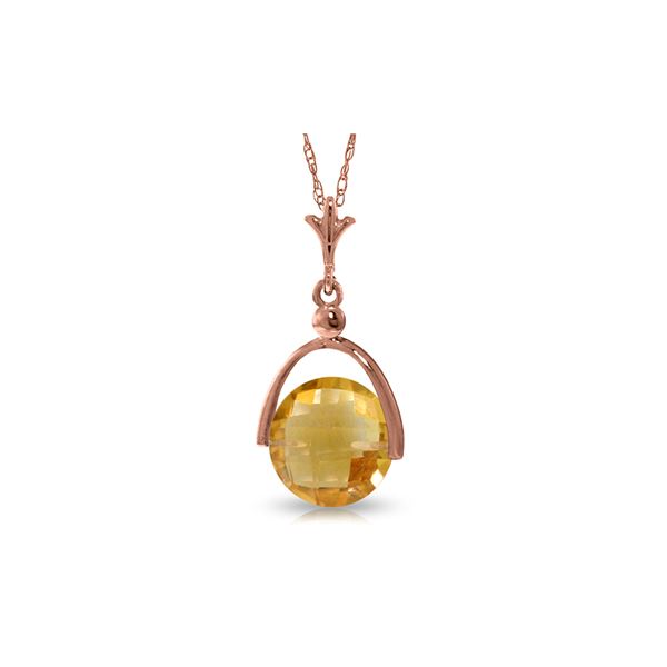 Genuine 3.25 ctw Citrine Necklace 14KT Rose Gold - REF-22F3Z