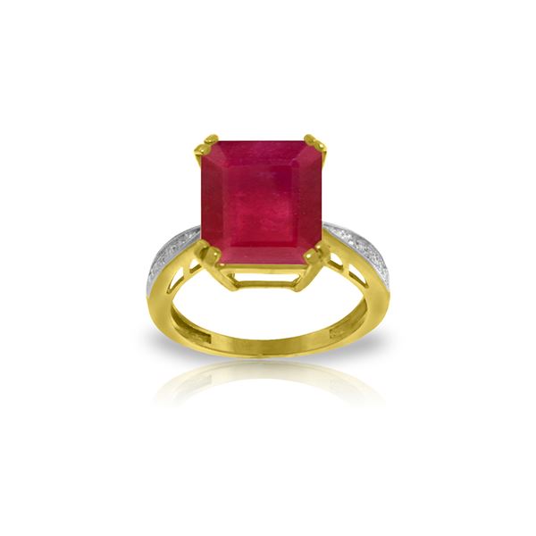 Genuine 7.27 ctw Ruby & Diamond Ring 14KT Yellow Gold - REF-120X2M