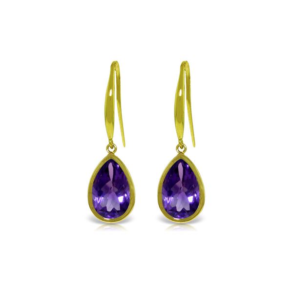 Genuine 5 ctw Amethyst Earrings 14KT Yellow Gold - REF-35W2Y