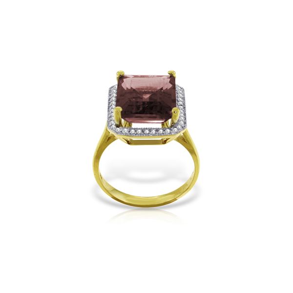 Genuine 7.7 ctw Garnet & Diamond Ring 14KT Yellow Gold - REF-84V3W