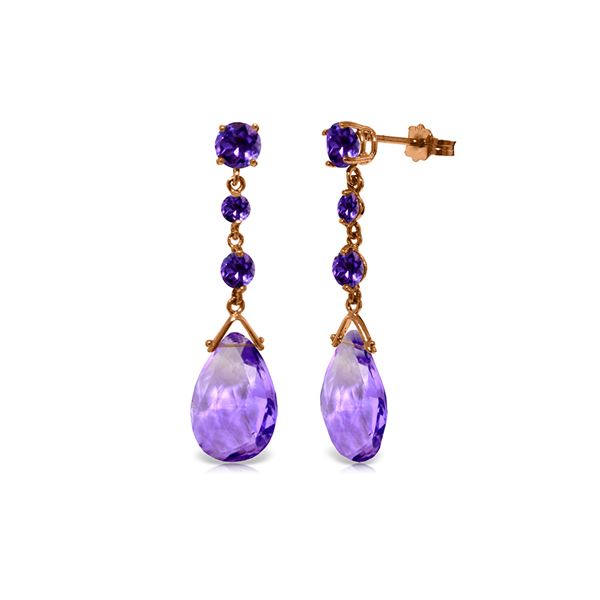 Genuine 13.2 ctw Amethyst Earrings 14KT Rose Gold - REF-39Y3F