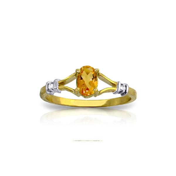 Genuine 0.46 ctw Citrine & Diamond Ring 14KT Yellow Gold - REF-27N2R